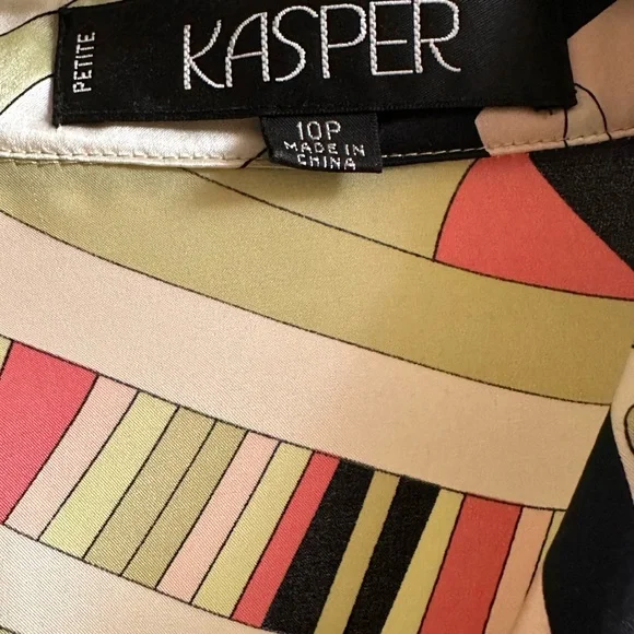 ICONIC Kasper Multicolor Abstract Silk Blouse - Picture 2 of 11